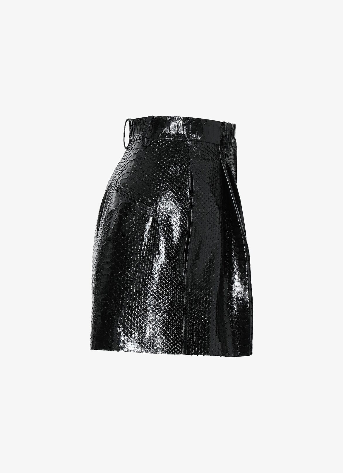 Short Strutturati In Pelle Di Pitone ALAÏA SHORT STRUTTURATI IN PELLE DI PITONE NERO